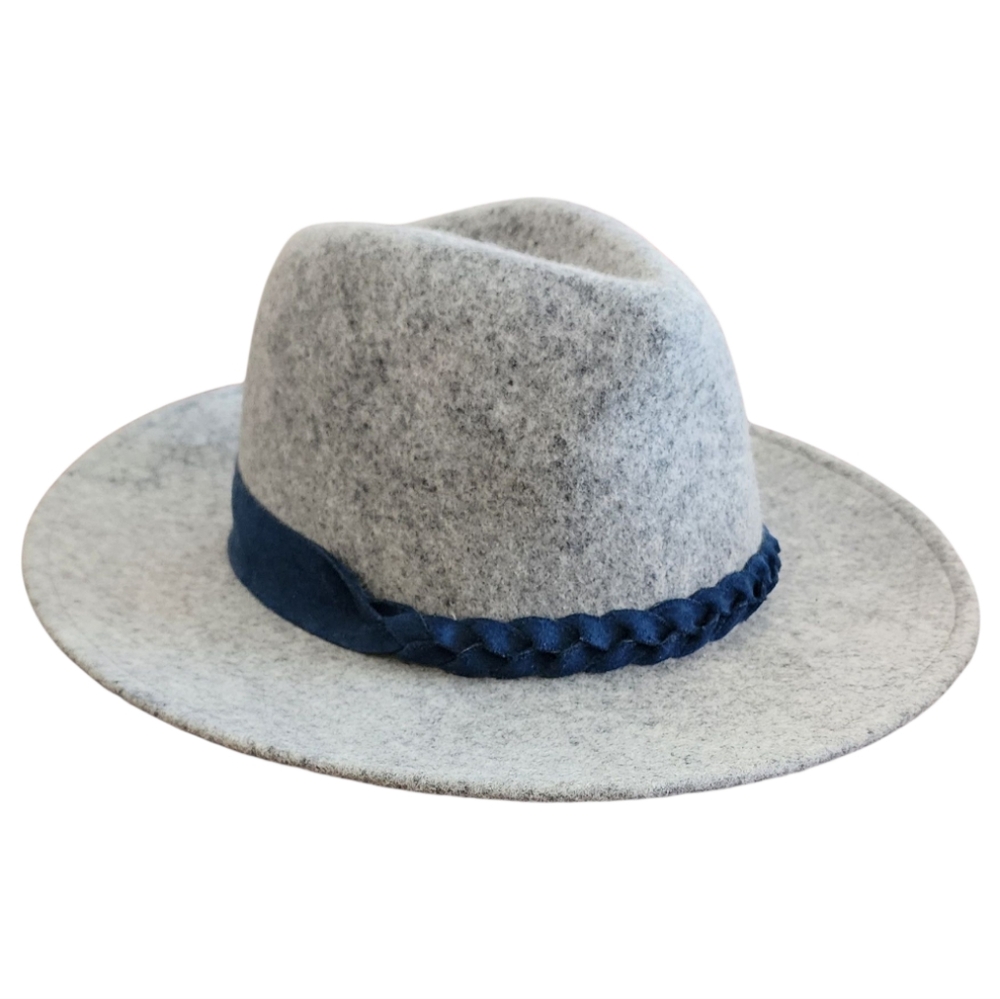 Nautica Grey Wool With‎ Faux Suede Braided Hatband Sz S